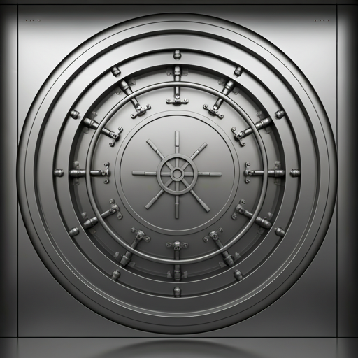 Heavy circular steel bank vault door manufactured by Gunatit